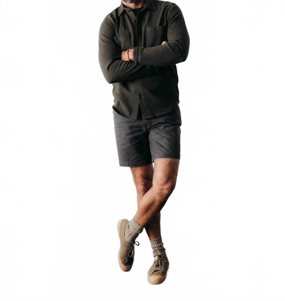 NEW TAYLOR STITCH camp stone wash jean shorts in coal chipped canvas
